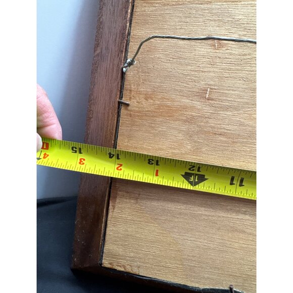 Rustic MCM Tropical Island Landscape Oil Painting With Black Velvet Wooden Frame - Picture 10 of 15